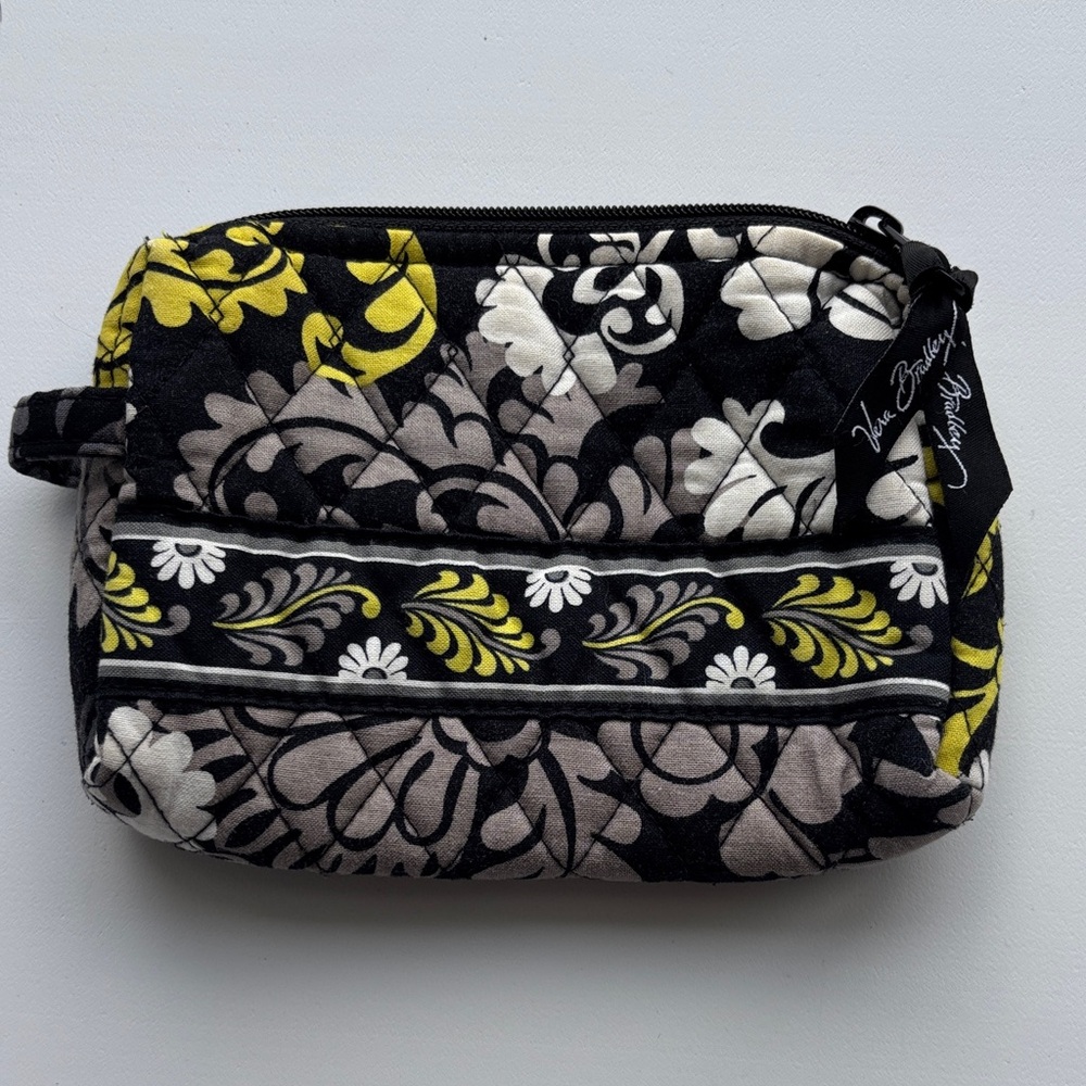 Vera Bradley Black, Yellow, and Gray Floral Cosmetic Bag